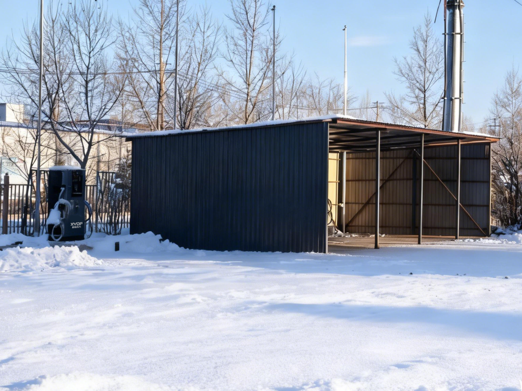 Outdoor EC EV Charging Station In Snow