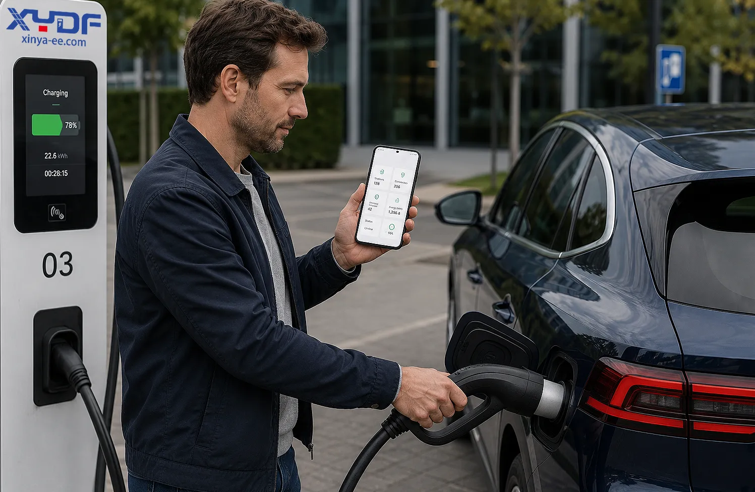 a man using XYDF OCPP EV CHARGER
