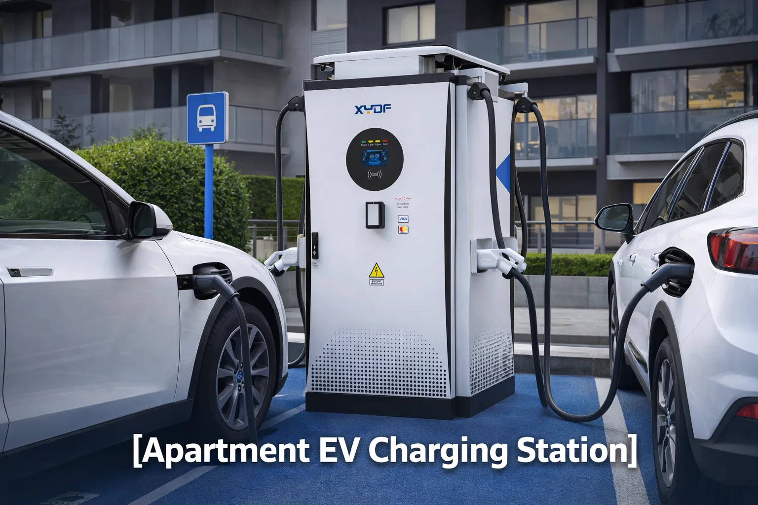 Apartment AC EV charging station in an overnight parking scenario