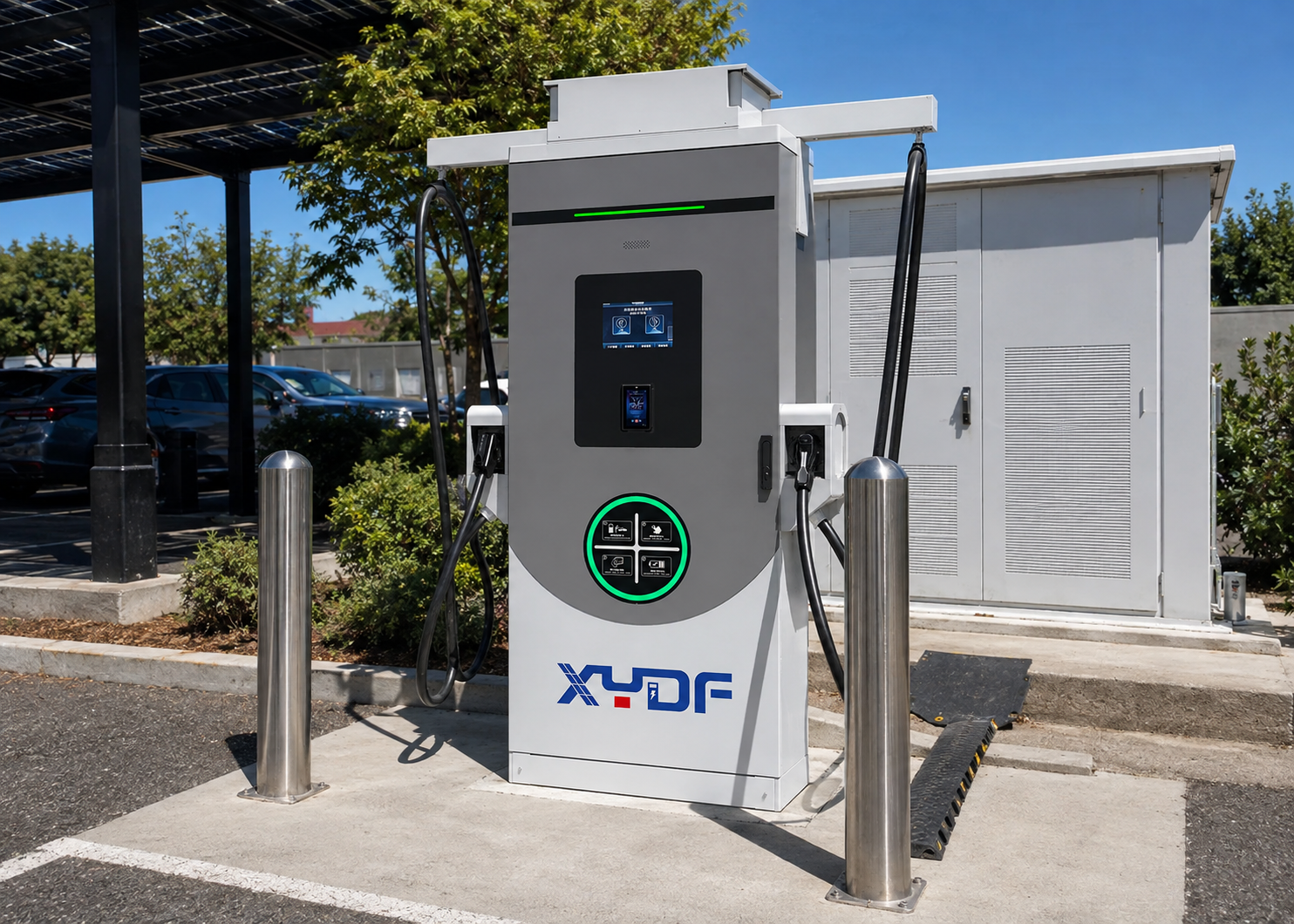 Genuine XYDF commercial EV charger naturally installed at a commercial property charging bay