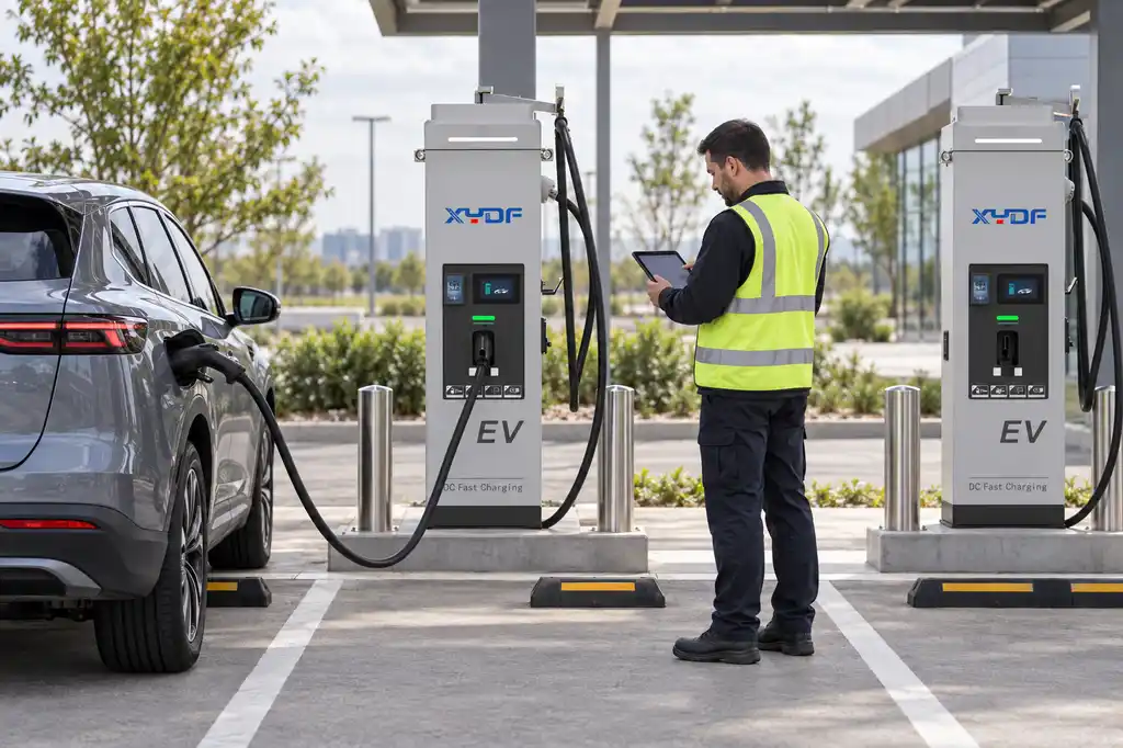 Operator prioritizing charging bays during controlled load shedding at a commercial EV charging site