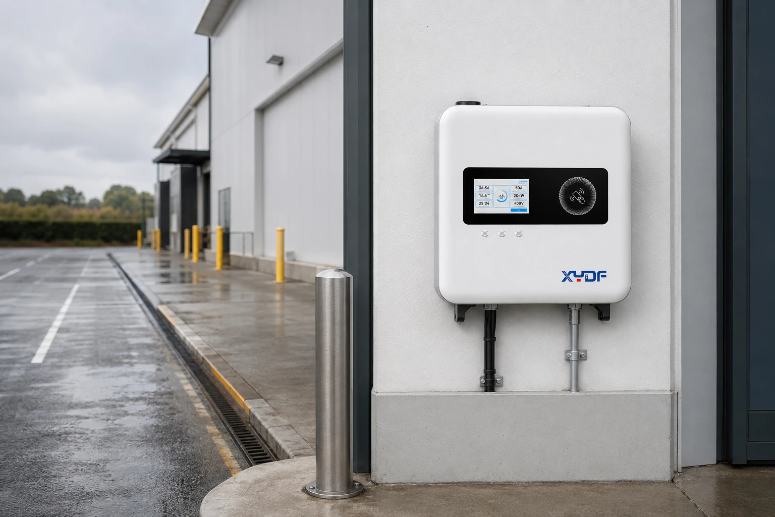 XYDF charger installed outside a refrigerated distribution facility