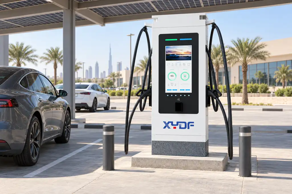 Solar Canopy Charging Hubs in the Gulf: Commercial EV Charging Stations Using Shading as a Performance Strategy